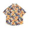 Camisa floral barroca vintage plus size 150kg para homens, camisa de manga curta com folha de bordo para férias na praia havaiana