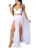Nuevo Conjunto de Dos Piezas para Mujer Transfronterizo, Falda Larga de Malla Sexy de Color Sólido, El Más Vendido de Aliexpress Conjunto de Falda Estilo Vacaciones
