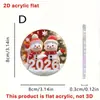 Decoração Pendente Redonda de Acrílico para Carro com Tema Papai Noel e Boneco de Neve 2026 - Novo Sucesso de Vendas Transfronteiriço - Enfeite para Árvore de Natal Festiva