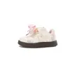 Zapatillas casuales para niñas 2026 suaves y lindas patrón bordado de gatito y pez lazo a cuadros suela suave versátiles zapatos de caña baja