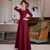 Vestido de Toast estilo francés para la novia, adecuado para el uso diario, Boda Roja de Invierno de Alta Gama, Manga Larga, Compromiso, Vestido Petite
