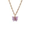 Colar Popular Japonês e Coreano de Borboleta Doce, Corrente de Clavícula Versátil Colorida de Acrílico Doce Feminina, Colar Popular Personalizado