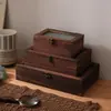 Caixa de Armazenamento de Diversos Vintage de Madeira Doméstica de Madeira de Tungue à Prova de Poeira Caixa de Joias com Tampa Caixa de Armazenamento de Mesa de Vidro Flor Begônia