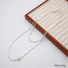 Unas Cuantas Piezas de Plata Rota con Perlas de Imitación, Collar Largo, Cadena para Clavícula de Lujo Ligero de Nicho, Cadena para el Cuello, Se Puede Usar en Capas, Cadena para Clavícula de Primavera y Verano con un Toque de Alta Gama