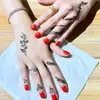 Adesivos de Tatuagem Estilo Ins de Galho e Folha de Henna, À Prova d'Água e Duradouros, Estilo Indiano Pintado à Mão, Tatuagens Decorativas para Dedos e Dorso da Mão