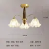 Lámpara de araña para sala de estar estilo vintage, lámpara de cristal con flor francesa color crema, lámpara para dormitorio y comedor, accesorio de iluminación retro Bauhaus americano