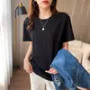Camiseta básica unissex de algodão puro pesado Xinjiang, gola redonda, manga curta, cor sólida, corte solto, para o verão