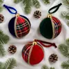 Enfeite de bola de Natal de 8 cm mais vendido da Amazon, decoração de árvore de Natal, bola de espuma xadrez de tecido embrulhada para o Natal