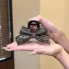 Pasador de Pelo de Diamantes Completo de Doble Cara con Lazo Estilo Coreano para Mujer, Pinza de Tiburón de Gama Alta para el Pelo en la Parte Posterior de la Cabeza, Accesorio para el Cabello Moderno y Versátil