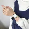 Reloj Juvenil Estilo Ins Minimalista Estilo Coreano Casual Estilo Mori Estudiante de Secundaria Reloj de Pareja Blanco y Negro