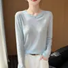 Nueva Colección de Primavera: Suéter de Color Macarrón Imitación de Alta Calidad, Cuello Redondo, Base de Camisa Tejida de Lino, Versátil, Holgado y Ligero