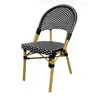 Mesa y Silla de Estilo Francés para Exterior Balcón Silla de Ratán Silla de Ratán Juego de Tres Piezas Cafetería Tienda de Té con Leche Casa de Huéspedes Silla de Comedor Vintage para Exterior