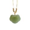 Pingente de Jade Natural Hetian Inlaid em Ouro 18K de Guan Yu com Corrente de Prata, Atacado de Fábrica de Jade e Dropshipping S2060909