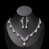 Conjunto Europeu e Americano Transfronteiriço Colar Brincos para Noiva Casamento Simples Combina com Tudo Lindo Luxo Leve Corrente Grab Strass