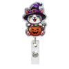 Acrílico com Glitter Série de Halloween Owboo Crew Fantasma Abóbora Gato Preto Insígnia de Puxar Fácil Fivela de Puxar Fácil