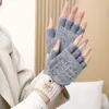 Guantes Cálidos Transfronterizos para Mujer en Otoño e Invierno Plegables para Ciclismo Lindos de Invierno para Estudiante de Cinco Dedos Tejidos de Invierno Pueden Separar los Dedos