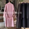 10% cachemira 90% lana, bata larga de lana de doble cara con cinturón, ropa para mujer
