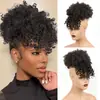Peruca Afro Puff Sintético Africano com Coroa Alta Coque com Franja Cacheado Afro Puff Cacheado Espiral Atacado