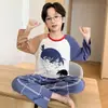 Pijama Infantil Novo Estilo Primavera e Outono Algodão Puro Manga Longa Pulôver Menino Pequeno Adolescentes Menino Grande Roupas de Casa