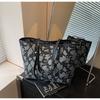 Bolsa de Nicho Transfronteiriça Feminina para Trabalho e Deslocamento Bolsa de Axila 2025 Nova Bolsa Tote de Lona Estampada Bolsa de Ombro Fashion