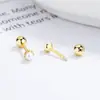 Aretes de perla con poste para mujer de plata de ley 925, nuevo estilo coreano, estilo simple ins, versátiles, para el lóbulo de la oreja, joyería de oreja de alta calidad