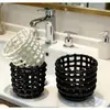 Balde de Armazenamento para Lenços de Limpeza Facial Usados Caixa Organizadora de Banheiro para Artigos de Higiene Pessoal Escova de Dentes Pasta de Dente Cesta de Armazenamento para Pincéis de Maquiagem