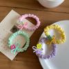Lindo lazo de flores con forma de círculo para el intestino delgado, cuerda para el cabello para niña, versátil banda de goma de color caramelo, cuerda para la cabeza, cola de caballo, accesorios para el cabello, tocado