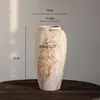 Nova Decoração de Vaso Cerâmico Estilo Chinês Wabi-Sabi, Jarra de Cerâmica Grossa Estilo Antigo Desgastado, Ornamento para Entrada e Gabinete de TV