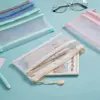 Estuche, estilo coreano, simple, bolsa de almacenamiento de malla transparente, caja de papelería de gran capacidad para estudiantes, diseñado específicamente para exámenes, de doble capa