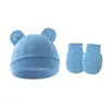 2026 Estilo Comércio Exterior Suéter para Bebê Chapéu com Orelhas do Mickey Chapéu para Bebê Touca para Recém-nascido Luvas Anti-risco Conjunto de 2 Peças