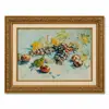 Pintura a Óleo Estilo Europeu Frutaria Natureza Morta Moldura Dourada Vintage Arte de Parede Decorativa para Sala de Jantar, Sala de Estar ou Hall de Entrada