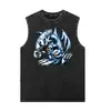 Camisa sem mangas masculina com estampa de Anime Yu-Gi-Oh!, Colete casual de verão, Camiseta fitness feminina lavada retrô