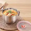 Tazón de acero inoxidable para fideos instantáneos, para estudiantes, engrosado, vaso de comida rápida, lonchera con tapa, juego de tazón para sopa de fideos instantáneos para el hogar, gran capacidad