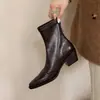 Botines de Moda Estilo Británico 5.5cm Temperamento Elegante Adelgazantes 2026 Otoño/Invierno Nueva Llegada Punta Fina Tacón Grueso Cremallera Trasera Botines Cortos para Mujer
