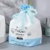 Bolsa com Cordão de Toalha Macia de Algodão, Bolsa com Cordão Descartável para Rosto, Bolsa de Embalagem com Fita de Cordão de Plástico, Semitransparente