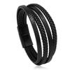 Joias de e-commerce transfronteiriço pulseira de couro trançado de liga simples multicamadas para homens, pulseira com fecho magnético novo da Europa e dos Estados Unidos