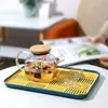Cesta de Drenaje de Doble Capa para el Hogar Estante de Almacenamiento Rectangular de Plástico Bandeja de Té para Cocina Bandeja de Té Cesta de Frutas para el Hogar Bandeja de Té