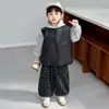 Conjunto de Primavera para Niños: Sudadera con capucha, Chaleco de cuero, Conjunto de tres piezas, Estilo coreano, Conjunto infantil genial y elegante, Ropa de bebé moderna