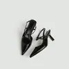 Tacones de Aguja Puntiagudos para Mujer, Estilo Popular en Línea, Sandalias Casuales de Gamuza con Correa Única de Tacón Alto, Punta Cerrada, Sin Espalda, Estilo Coreano, Talla Pequeña