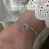 Pulsera de Plata de Ley S925 con Forma de Corazón Dulce Ounihan para Niñas, Diseño de Nicho Estilo Ins, Joyería Versátil con Cuentas Redondas en Forma de Corazón