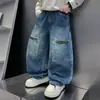 Jeans de pierna recta para niño, nuevo producto otoño 2026, pantalones para niño, pantalones largos casuales de primavera para niños mayores, transfronterizo