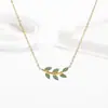 Rama de Amor Europea y Americana Hoja Colgante de Hoja Bohemia Cadena de Acero Inoxidable Cadena Regalo de San Valentín Collar para Mujeres