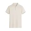 Tejido de Tejido Plano Acanalado Elástico de Bambú 165g Ropa Deportiva Cuello Alto Manga Corta Cremallera Camiseta de Cuello Alto Impresión de Logo Personalizado por Imagen