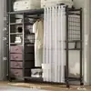 Guarda-roupa para uso doméstico no quarto, guarda-roupa simples para moradia alugada, armário de armazenamento durável, guarda-roupa de metal montado econômico