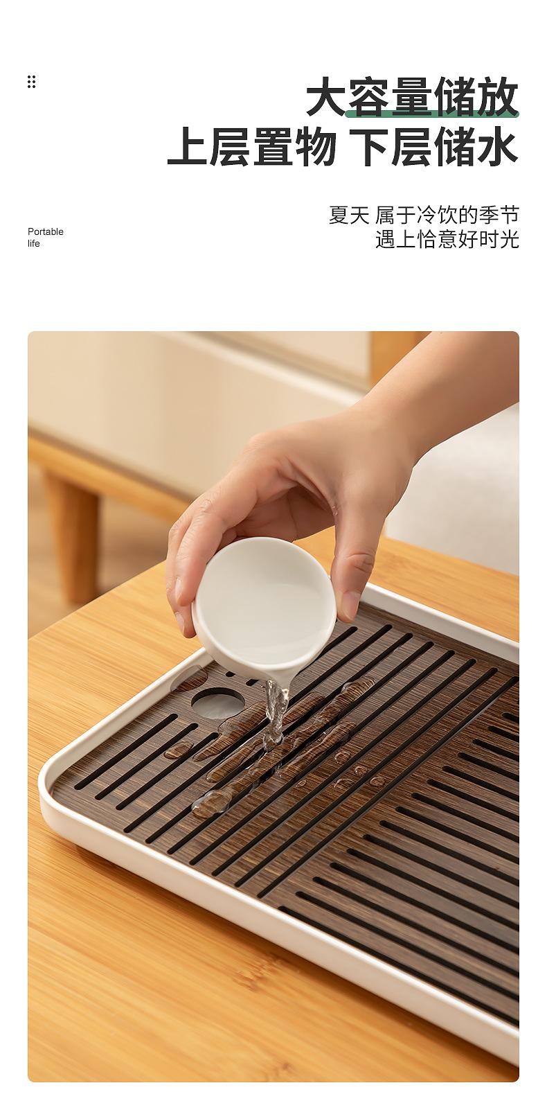日式干泡茶盘家用简易木制双层沥水盘沥水板茶具茶杯水