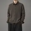 Suéter de punto de alta calidad para hombre, cárdigan de imitación de dos piezas, camisa de manga larga para hombre para primavera y otoño, camiseta interior gris para hombre