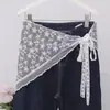 Diseño Estilo Coreano Encaje Bordado Cinturón de Encaje Bufanda de Seda Superpuesta con Falda de Gasa de Longitud Media Accesorios para Cortina de Trasero