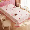Toalha de Mesa Desenho Animado, Sem Lavagem, Impermeável, À Prova de Óleo, Resistente ao Calor, Estilo Dopamina Creme, Toalha de Mesa Retangular, Protetor de Mesa, Chá