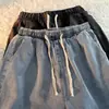 Calça Jeans Masculina com Cintura Elástica Primavera e Outono Estilo Coreano Tendência Estilo Japonês Hong Kong Solta Harem Afunilada Nove Pontos Casual