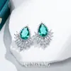 Moda Europeia e Americana Luxo Banquete Alto Padrão Colorido Zircônia Agulha de Prata Esterlina Brincos Pingente Vestido de Deusa Festa Joias